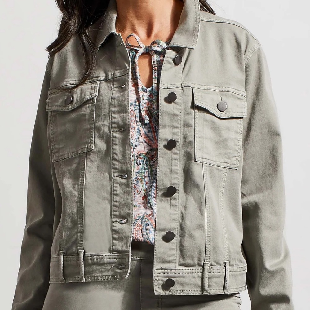 Tribal Preppy Khaki Denim Jean Jacket Size PS - Picture 2 of 8